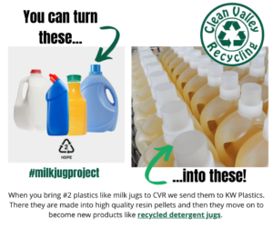 You can turn used milk jugs into recycled laundry detergent jugs
